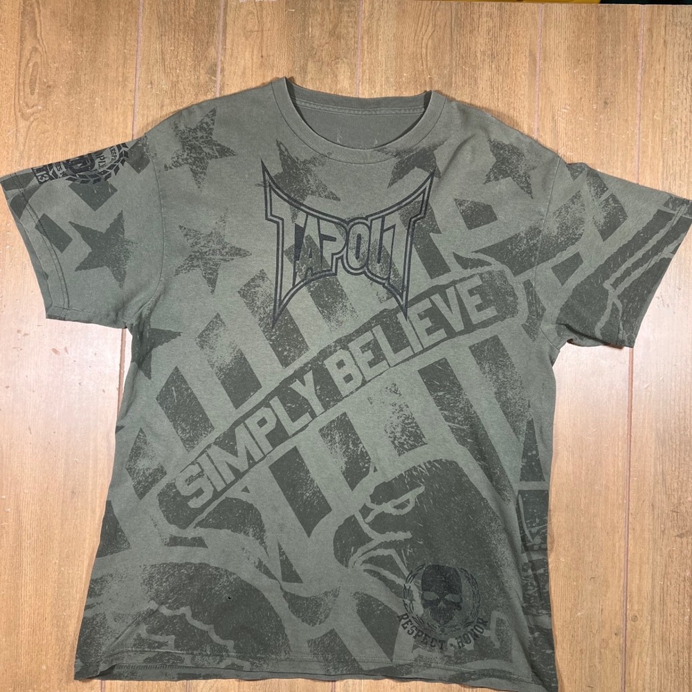 Tapout Mens Simply Believe Graphic T-Shirt Olive Green MMA UFC Fighter Tee L